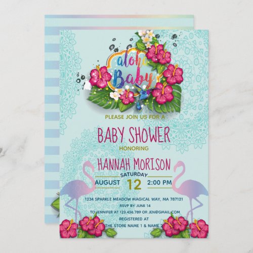 Tropical Aloha Baby Floral Baby Shower Card