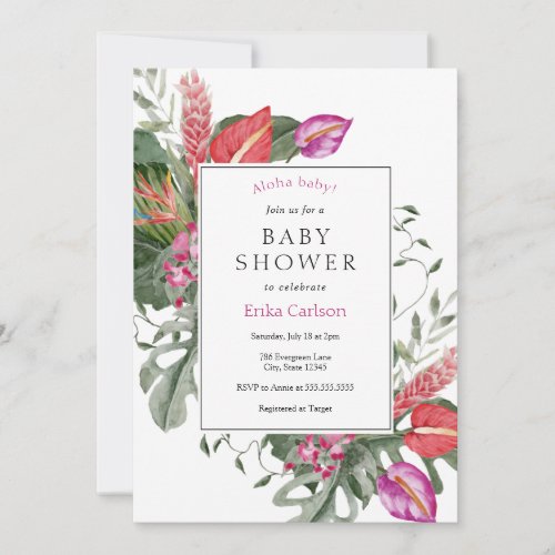 Tropical Aloha Baby Shower Invitation