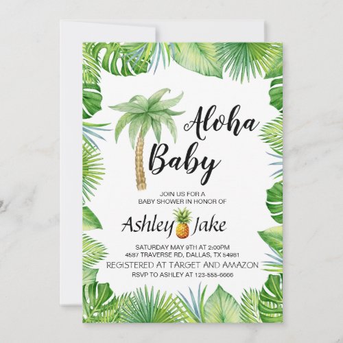 Tropical Aloha baby shower invitation