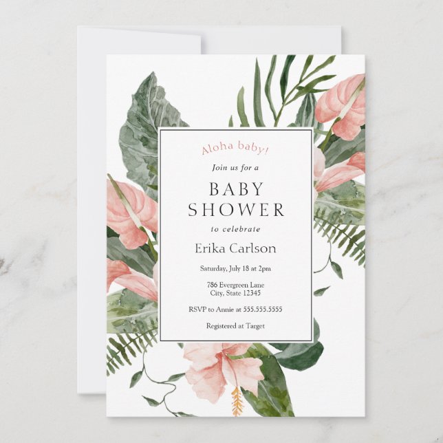 Tropical Aloha Baby Shower Invitation (Front)