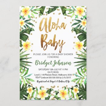 Tropical Aloha Baby Shower Invitation by figtreedesign at Zazzle