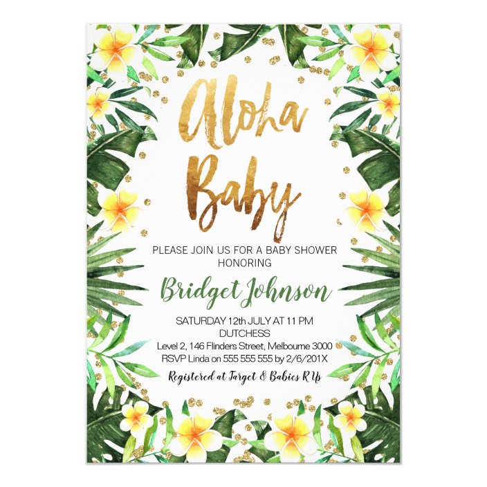 tropical aloha baby shower invitation  zazzle