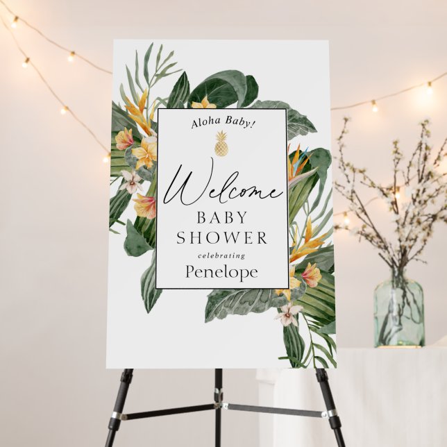Tropical Aloha Baby Shower Welcome Sign (In Situ (Stand))