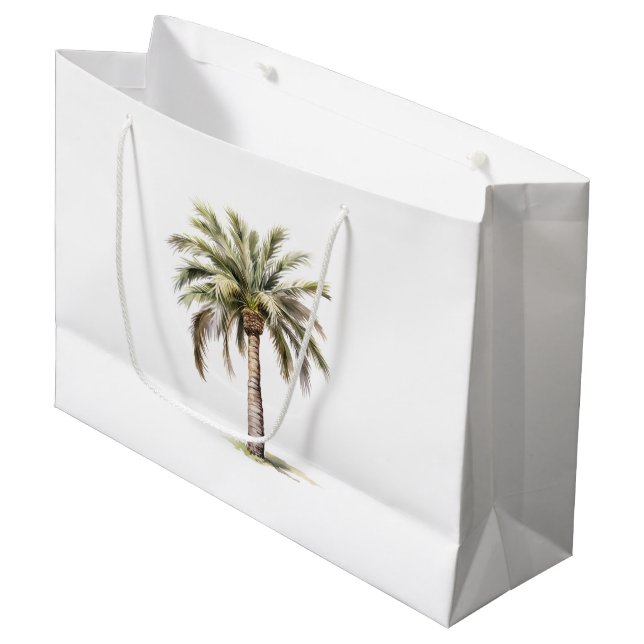 Tropical Aloha Beach Coconuts Palm Trees Wedding Large Gift Bag (Front Angled)