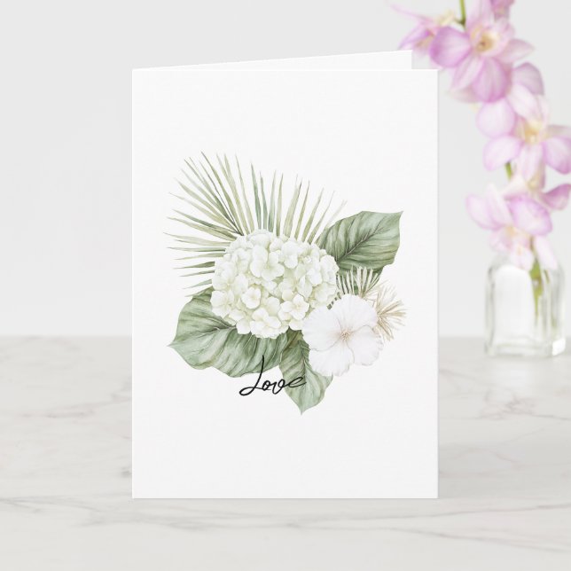 Tropical Aloha Beach Hydrangea Floral Wedding Card (Orchid)