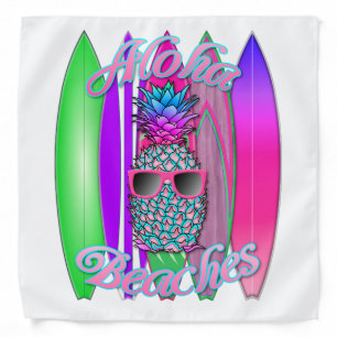 Tropical Aloha Beaches Fun Surfing Pineapple Bandana