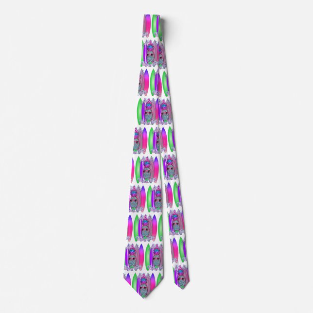 Tropical Aloha Beaches Fun Surfing Pineapple Neck Tie (Front)
