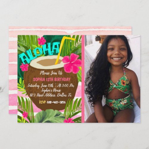 Tropical Aloha Birthday Invitation