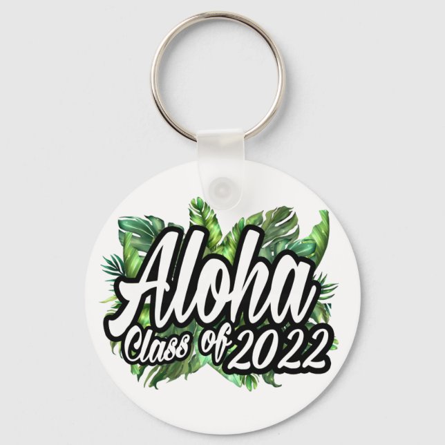 Tropical Aloha Class of 2022 Hawaiian Luau Favor  Keychain (Front)