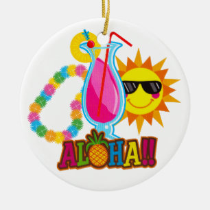 Tropical ALOHA Cocktail - SRF Ceramic Ornament