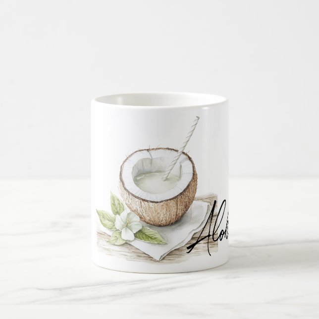 Tropical Aloha Coconut Flower Coffee Mug (Center)