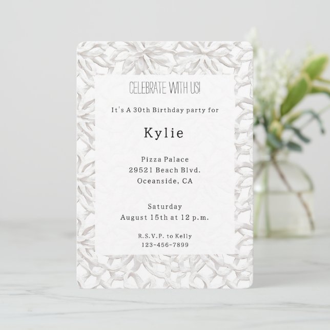 Tropical Aloha Coral Birthday   Invitation (Standing Front)
