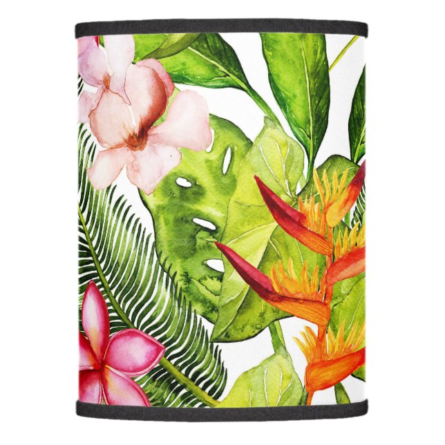 Tropical Aloha  Exotic Jungle Flowers Lamp Shade (Front)