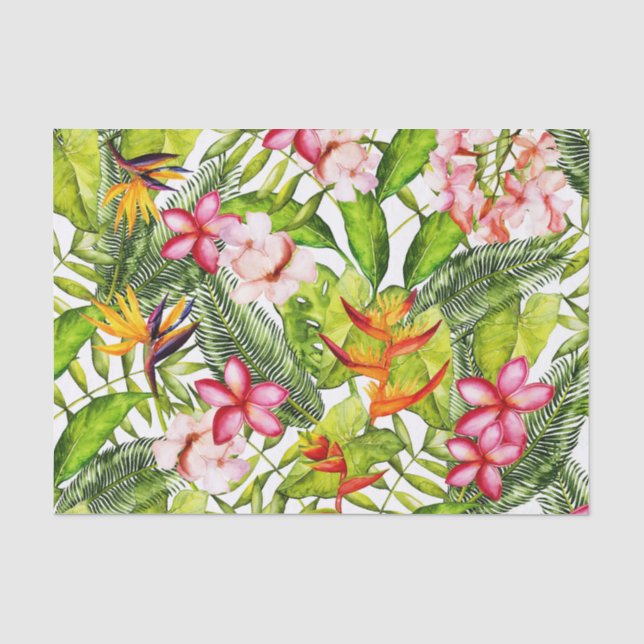 Tropical Aloha  Exotic Jungle Flowers Tissue Paper (Front)
