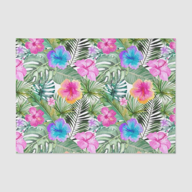 Tropical Aloha  Exotic Jungle Flowers Tissue Paper (Front)