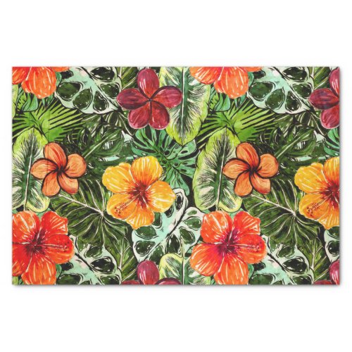 Tropical Aloha  Exotic Jungle Flowers Tissue Paper