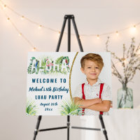 Tropical Aloha Flamingo Birthday Photo Welcome