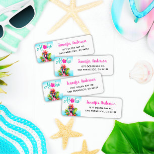 Tropical Aloha Flamingo Return Address Label