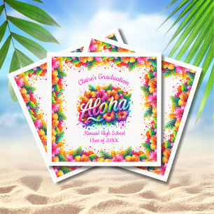 Tropical Aloha Grad Luau Party Paper Napkins