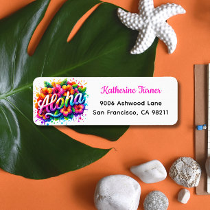 Tropical Aloha Graduation Luau Party  Label