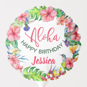 Tropical Aloha Hawaiian Hibiscus Birthday Party Balloon
