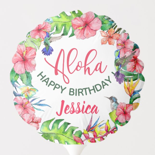 Tropical Aloha Hawaiian Hibiscus Birthday Party Balloon (Back)