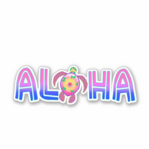 Tropical Aloha Hawaiian Sea Turtle Sticker