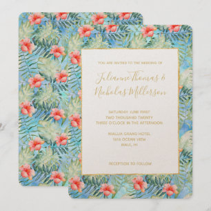 Tropical Aloha Hibiscus Floral Invitation
