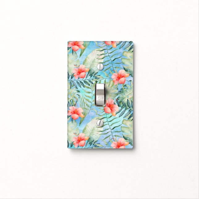 Tropical Aloha Hibiscus Floral Light Switch Cover (In Situ)