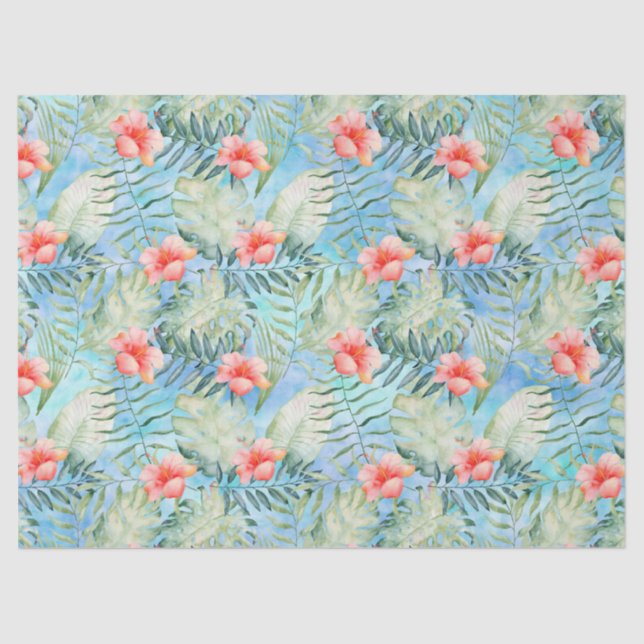 Tropical Aloha Hibiscus Floral Tissue Paper (Front)