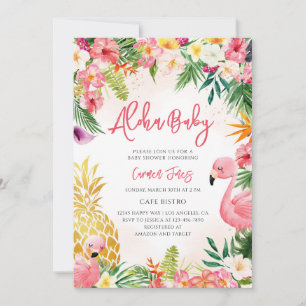 Tropical Aloha Hibiscus Pineapple Baby Shower Invitation