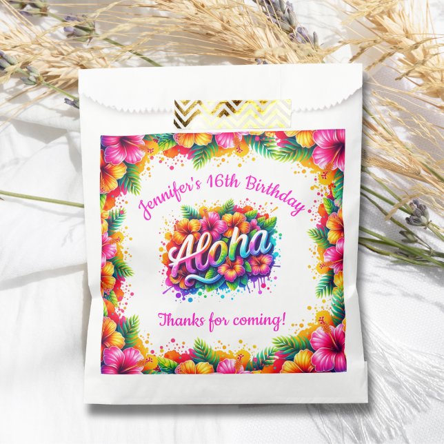 Tropical Aloha Luau Birthday Party Favor Bag (Creator Uploaded)