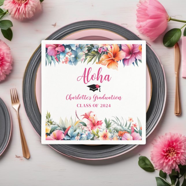 Tropical Aloha Luau Graduation 2024 Napkins (Creator Uploaded)