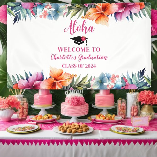 Tropical Aloha Luau Graduation 2024 Welcome Banner