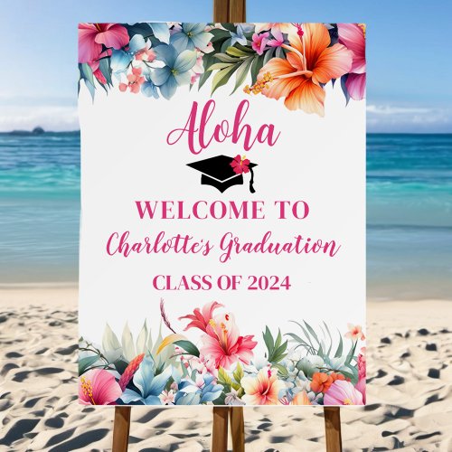 Tropical Aloha Luau Graduation 2024 Welcome Sign