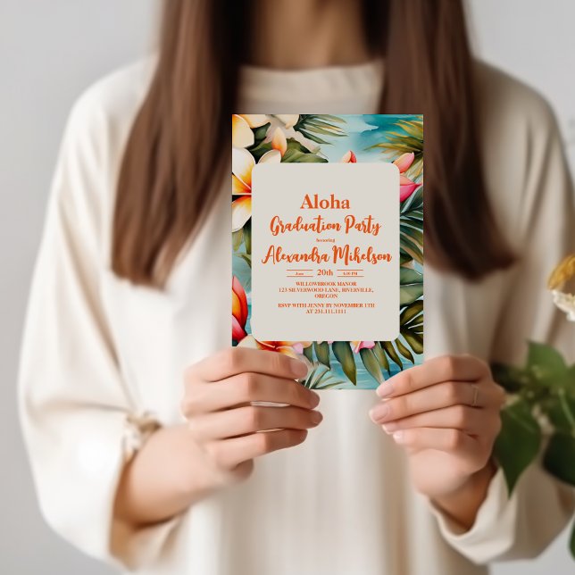 Tropical Aloha Luau Summer Flora Graduation Invitation (Creator Uploaded)