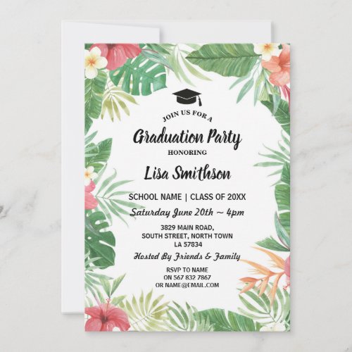 Tropical Aloha Luau Summer Flora Graduation Invite