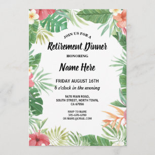 Tropical Aloha Luau Summer Retirement Party Invite