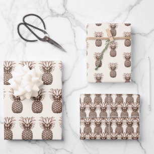 Tropical aloha party with pineapple wrapping paper sheets