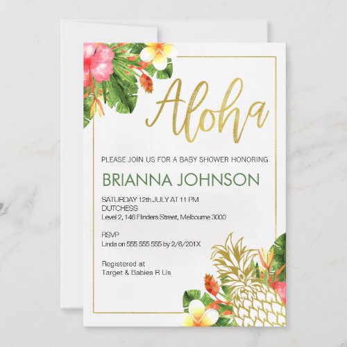 Tropical Aloha Pineapple BabY Shower Invitation