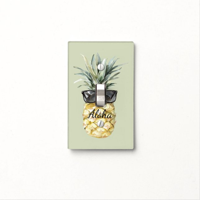 Tropical Aloha Pineapple with Sunglasses Light Switch Cover (In Situ)