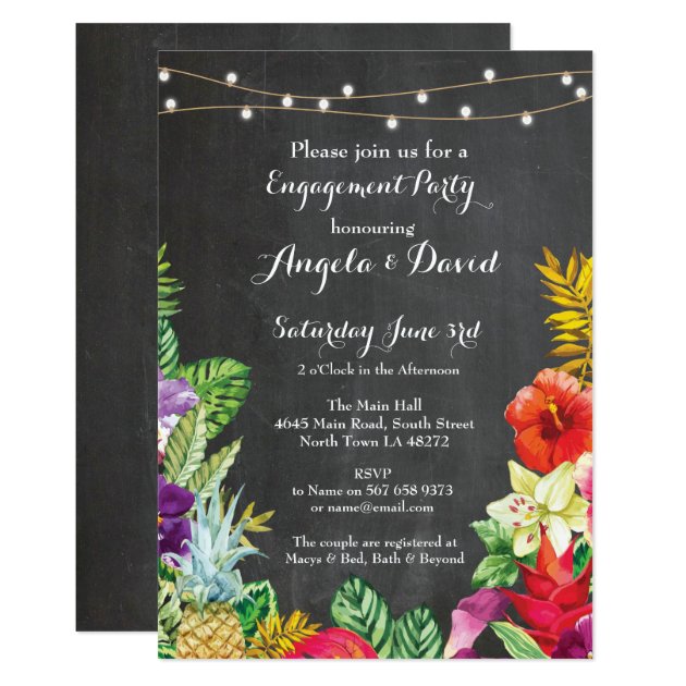 Tropical Aloha Wedding Floral Engagement Invite