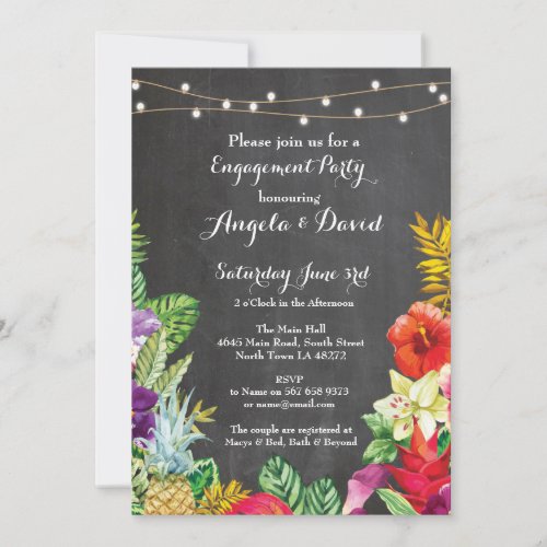 Tropical Aloha Wedding Floral Engagement Invite