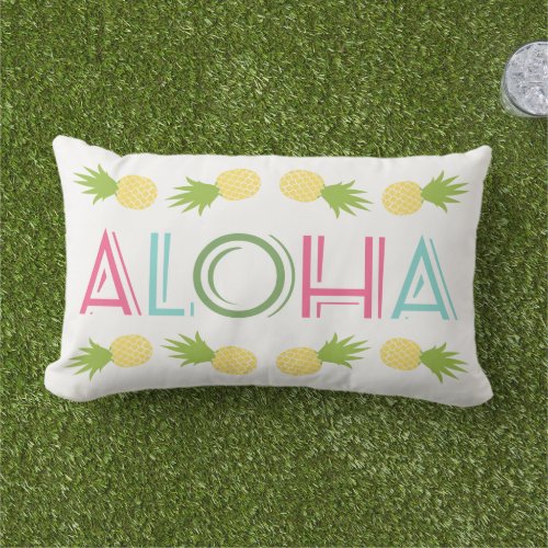 Tropical Aloha with Yellow Pineapples Lumbar Pillow
