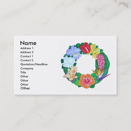 Customizable Tropical Aloha Wreath Business Card Templates