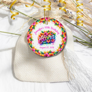 Tropical Alpha Hawaiian Birthday Luau Favor Tags