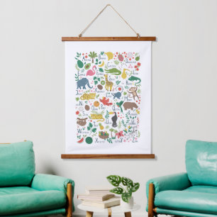 Tropical Alphabet for Children Hanging Tapestry