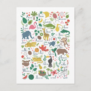 Tropical Alphabet for Children Postcard