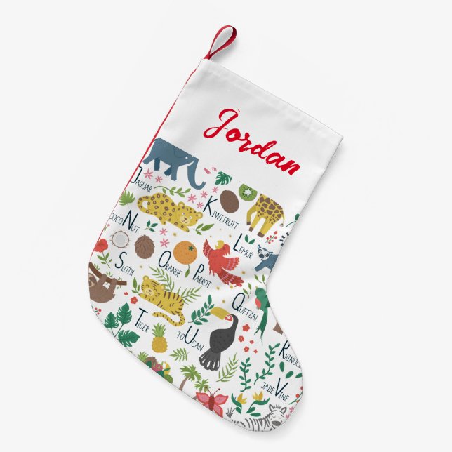 Tropical Alphabet for Children Small Christmas Stocking (Front (Hanging))