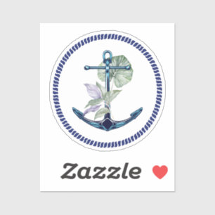 Tropical Anchor with Plants and Flowers Sticker